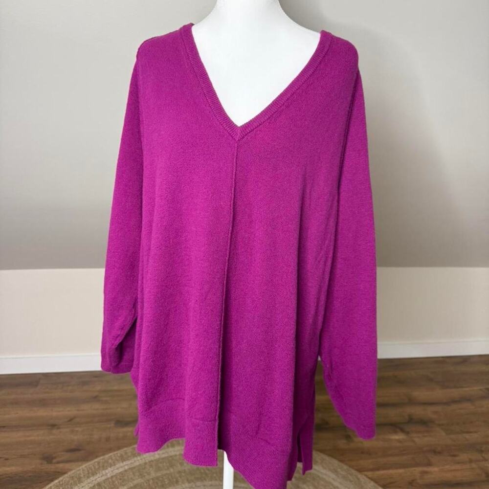 J. Jill Magenta V-Neck Tunic Sweater – Cozy Oversized Minimalist